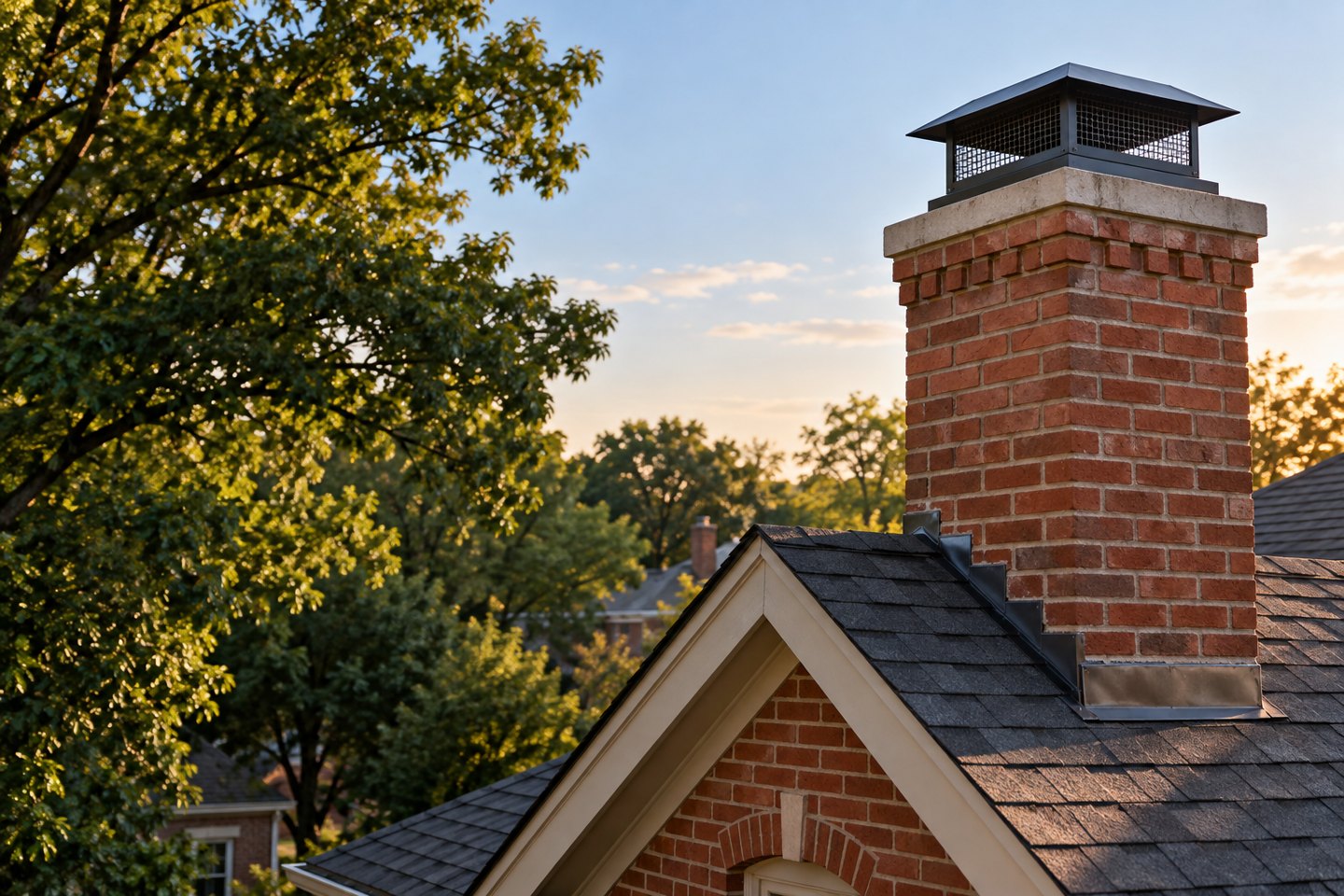 Illustrative AI-generated Chicago brick chimney, not a photograph of Carlos’s completed work